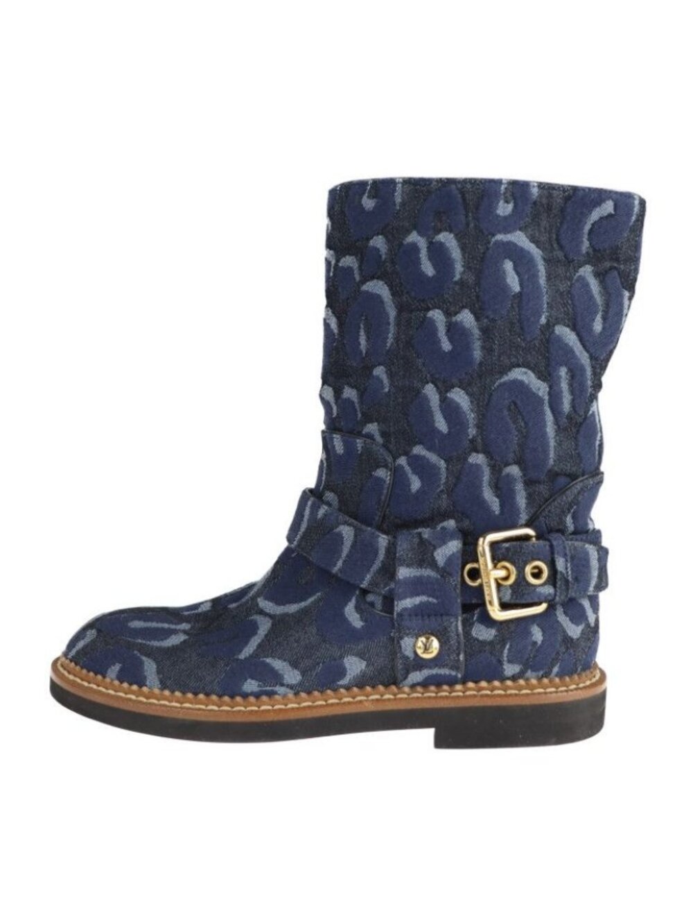 Louis Vuitton Boots Denim Navy Shoes Half Leopard Pattern Reference - Picture 2 of 9
